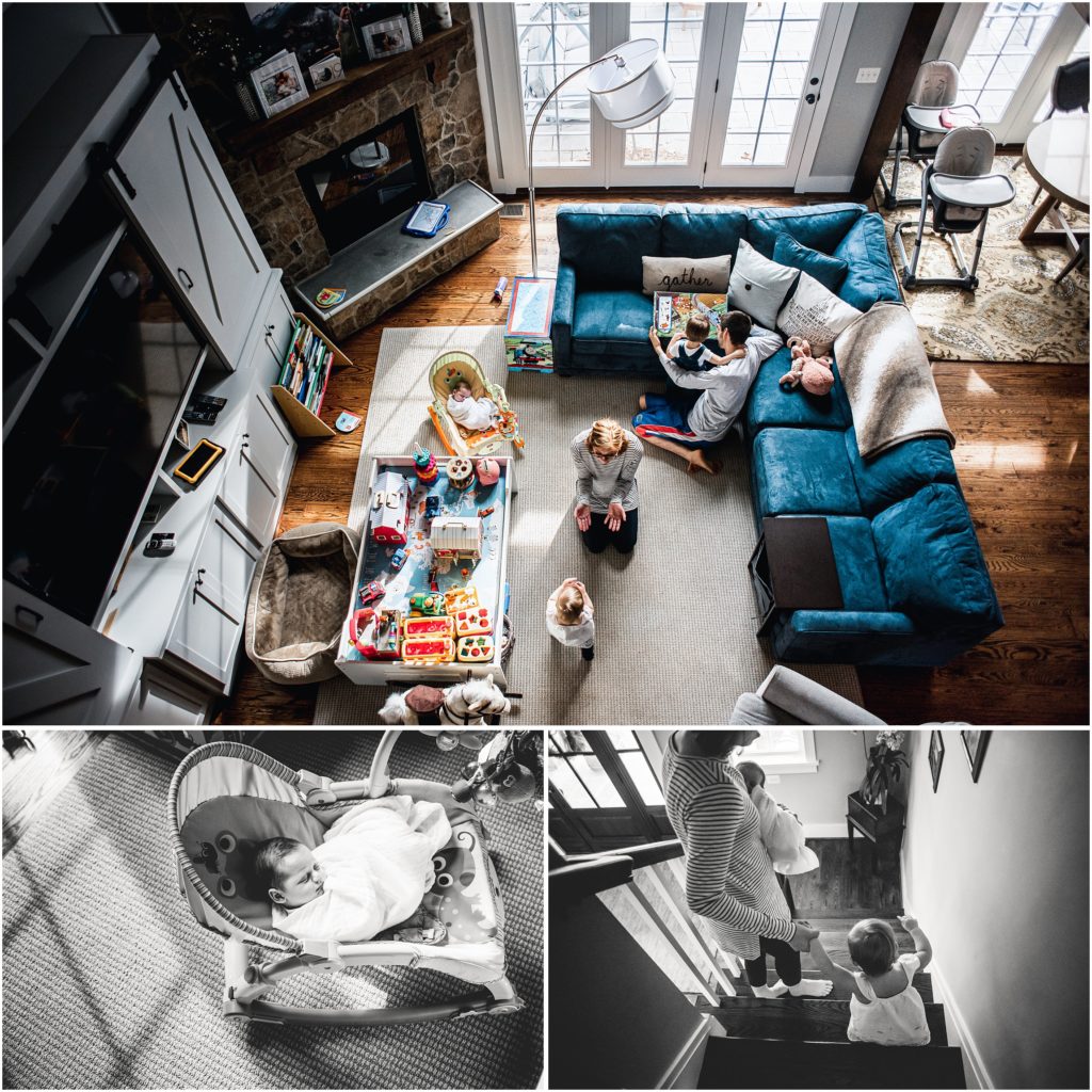 natural, documentary newborn photos at home with siblings