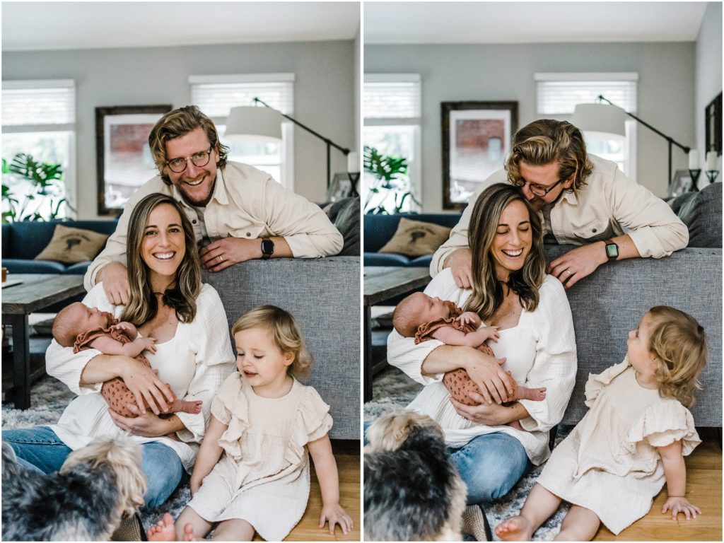 newborn photos with sibling and family at home, charlottesville va