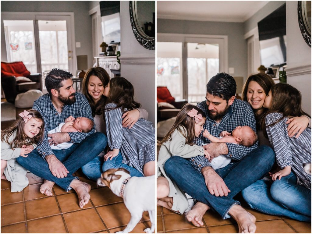 charlottesville newborn photos at home, family of 5