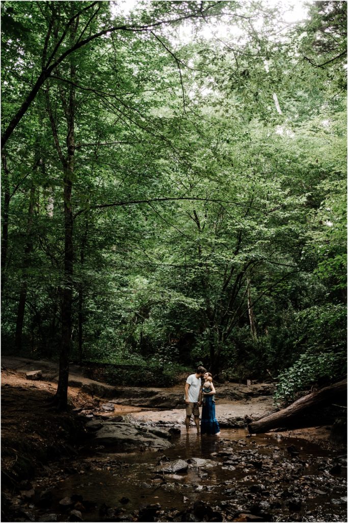 charlottesville family photos with toddler by the creek