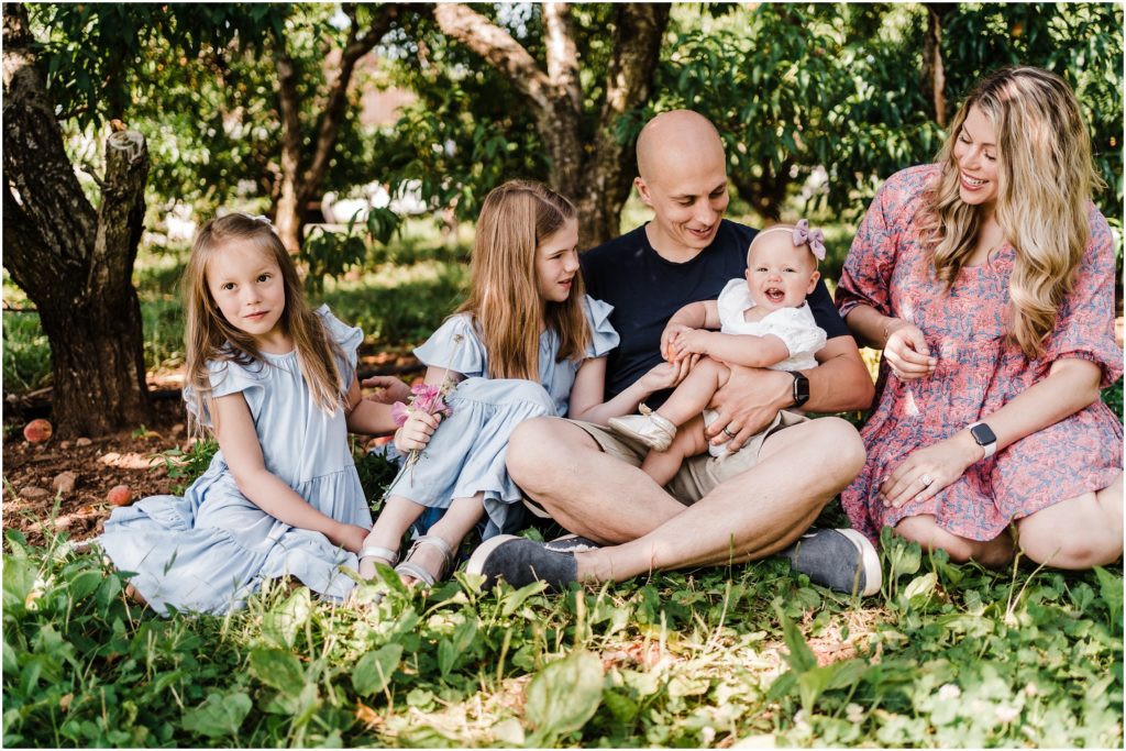 family photos at an orchard