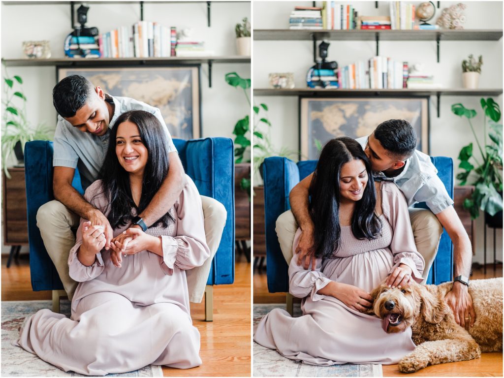 creative poses for maternity photos at home
