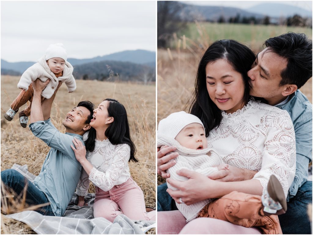 poses for outdoor family photos with baby