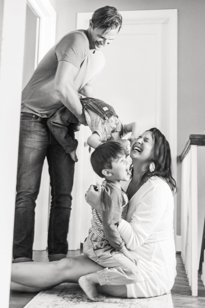 playful family session at home, charlottesville va